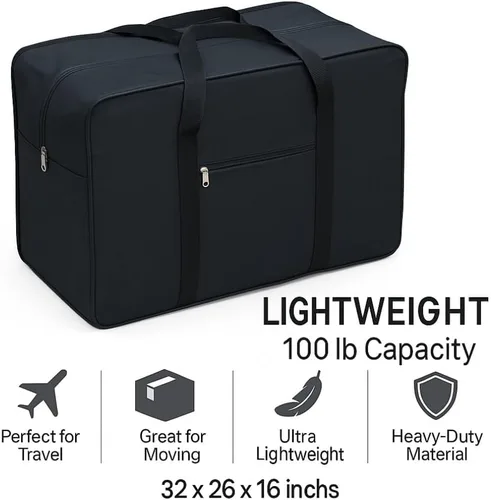 Miniatura 16 de Bolsa de viaje de carga cuadrada de 24 pulgadas Bolsa Maleta de Lona 50 Lb Cap equipaje Tote, Negro