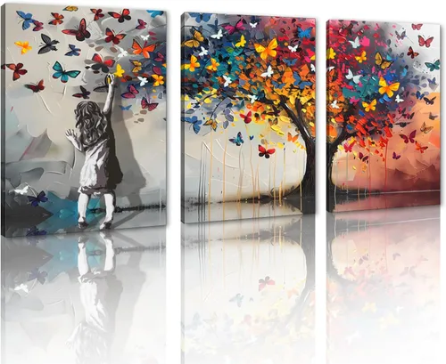 Miniatura 86 de 3 Piezas de Arte de Pared Banksy en Lienzo, Póster de Graffiti, Decoración de Pared con Citas Inspiradoras, Nunca Te Rindas, Obras de Arte para Sala