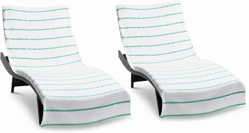 Arkwright Las Rayas - Funda para tumbona, paquete de 2, toalla de rizo 100% algodón suave a rayas con soporte de bolsillo para playa, piscina, silla