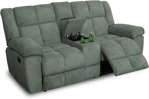 Miniatura 11 de Juego de sofá reclinable para muebles de sala de estar, juego de sofá y silla reclinable de pana verde, tela manual, sofá reclinable de 3 plazas