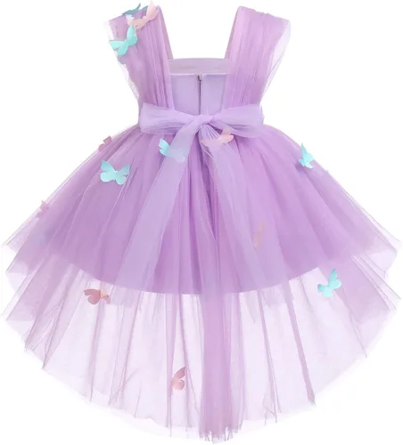 Miniatura 2 de Vestido de cumpleaños de mariposa para niñas pequeñas, vestido de tul alto y bajo de tul para bautizo, fiesta de boda, vestidos de tul para sesión