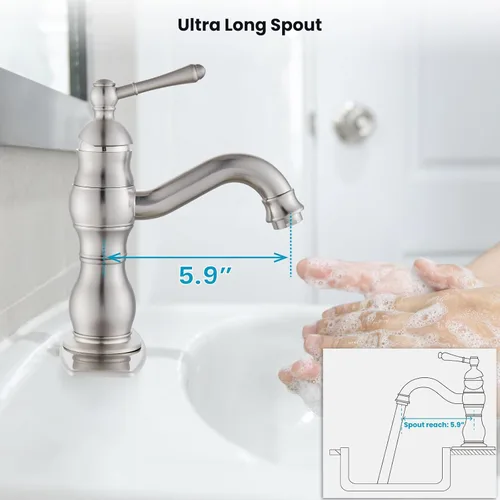 Miniatura 7 de gotonovo Grifo de lavabo de baño de 1 agujero con mango individual, grifo de tocador con caño giratorio de 360°, grifo mezclador de lavabo