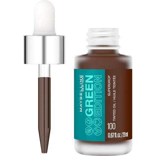 Maybelline Green Edition Superdrop - Base de maquillaje de base de aceite tintado, base de cobertura natural ajustable formulada con aceite de 100