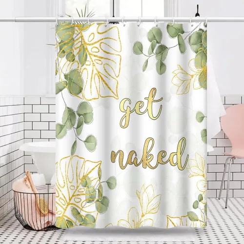 Miniatura 28 de Cortinas de ducha botánicas verdes de 36 x 72 pulgadas, hojas de eucalipto naturales de primavera para minimalismo moderno, decoración de baño, tela