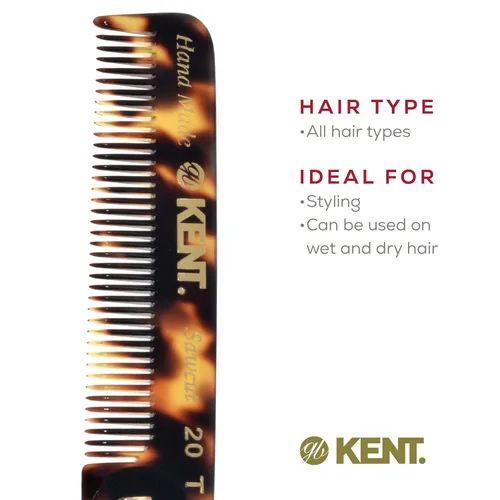 Miniatura 6 de Kent 20T TY - Peine de bolsillo plegable hecho a mano para hombres, peine alisador de pelo de dientes finos para el cuidado diario del cabello