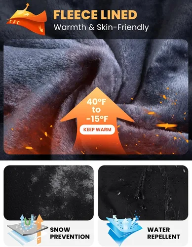 Miniatura 3 de TBMPOY Chaquetas de esquí para hombre, impermeables, para nieve, forro polar grueso, con capucha, para clima frío, cálido, trabajo en hielo al aire