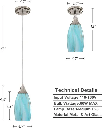 Miniatura 3 de karyfine Mini lámparas colgantes de vidrio artístico para isla de cocina, hechas a mano en color teja con vidrio dorado, iluminación colgante