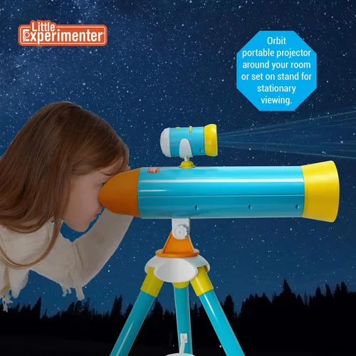 Miniatura 2 de Little Experimenter Telescopio Proyector para Niños, Telescopios para Niños y 24 Imágenes del Espacio, Libro Educativo Incluido, Juguetes