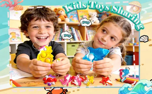 Miniatura 5 de Paquete de 30 llaveros a granel con diseño de animales marinos, pulpos, tiburones, tortugas, delfines, mini llavero pop amigo, recuerdos de fiesta