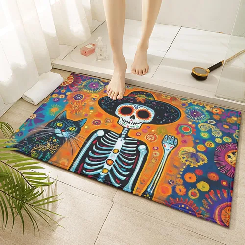 Miniatura 16 de Tapete de baño de mármol blanco y negro, antideslizante, lavable, de secado rápido, para entrada, interior y exterior, lavandería, 17 x 30 pulgadas