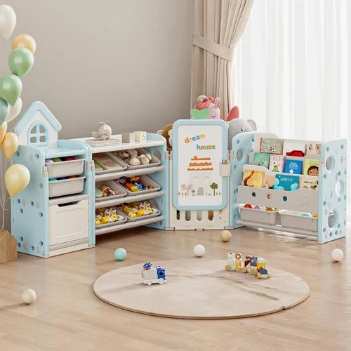 Miniatura 2 de DEYGIA Organizador plegable de almacenamiento de juguetes para niños con 10 contenedores extraíbles y estantería de 3 niveles, organizador