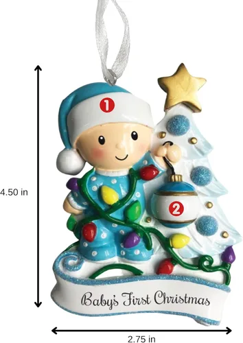Miniatura 4 de Adorno de la primera Navidad del bebé 2025, árbol decorativo para bebé, recuerdo personalizado de vacaciones, adorno de mi primera Navidad