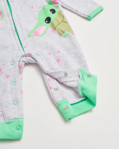 Miniatura 6 de Star Wars Baby Yoda - Pijama de una pieza para bebé y niña, pijama con capucha para bebé