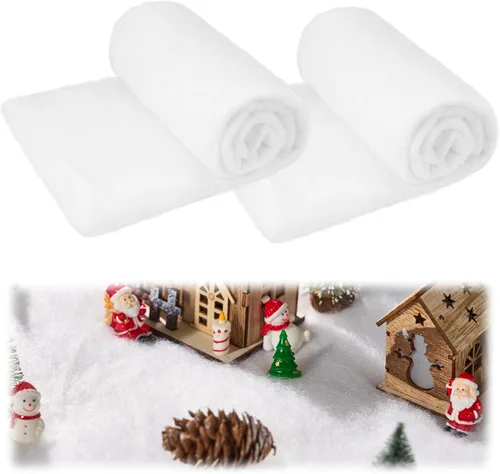 Miniatura 9 de JOYIN Rollo de manta de nieve de Navidad (15 pulgadas x 10 pies), 1 pieza para decoración de Navidad, exhibiciones de pueblo, debajo del árbol