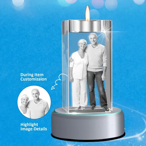 Miniatura 9 de Foto de Cristal 3D Personalizada, Marco Portavelas con Grabado Láser Personalizado, Regalos Personalizados Conmemorativos de Aniversario, Navidad
