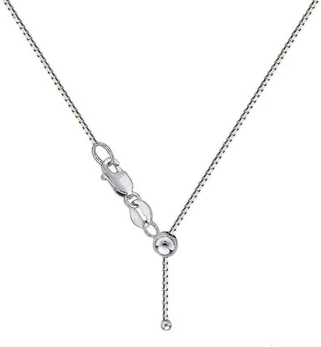 Miniatura 2 de Verona Jewelers Cadena ajustable de plata de ley 925, cadena de caja Bolo ajustable, cadena de caja de 0.059 in, ajustable de 24 pulgadas