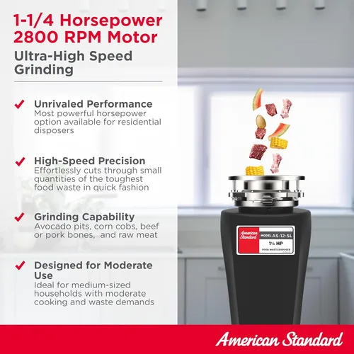 Miniatura 4 de American Standard 10-US-AS-12-SL Eliminación de basura anti-atascos Sistema de trituración de residuos de alimentos de acero inoxidable, línea
