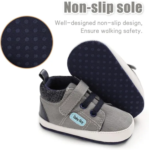 Miniatura 5 de Baby Girl Boy Sneakers Soft Sole First Walking Shoes Toddler High Top Sneakers First Walker Infant Crib Shoes Newborn Baby Canvas Shoes 0-18 Month
