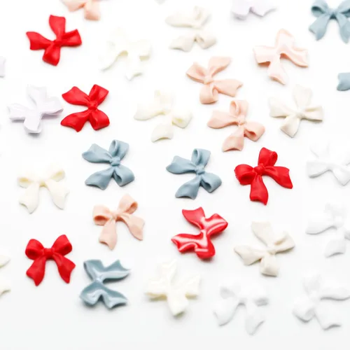 Miniatura 8 de Juego de 155 dijes de uñas 3D con nudo de lazo, coloridas decoraciones de uñas de resina para uñas acrílicas, consejos de manicura de bricolaje