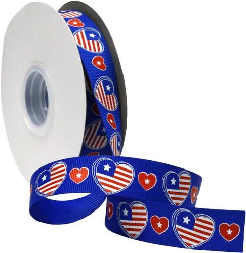Miniatura 18 de Morex Ribbon Carrete de cinta de satén con alambre de estrellas y rayas, 2-1/2 pulgadas por 3 yardas, rojo/blanco/azul Estrellas y rayas con cable