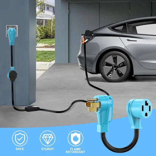 Miniatura 6 de CircleCord NEMA 14-50P a 14-30R Cable adaptador de cargador EV compatible con EV y uso de secadora, para carga EV de nivel 2, diseño doblado de 180