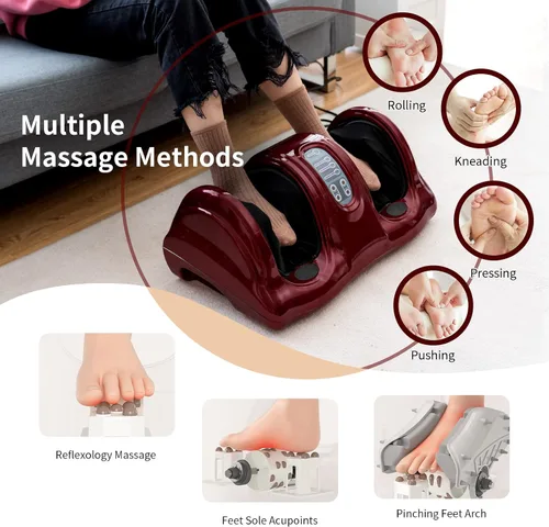 Miniatura 2 de Giantex Shiatsu - Aparato masajeador de pies, masaje profundo de amasado y rodado para pies, pantorrillas y tobillos, masajeador eléctrico