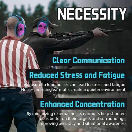 Miniatura 4 de ZOHAN EM054 Electronic Ear Protection for Shooting Range with Sound Amplification Noise Reduction, Ear Muffs for Gun Range C4-púrpura-con estuche