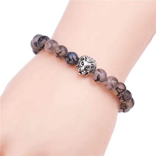 Miniatura 5 de 200 cuentas sueltas de piedra de lava negra y ágata con patrón de dragón, piedra envejecida, piedra malaquita, cuentas redondas volcánicas de 0.315