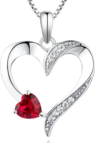 YL - Collar con corazón de plata de ley 925 con dije de corazón de 5 mm color azul, rubí, rosa, amatista, esmeralda, circonita, piedra de nacimiento