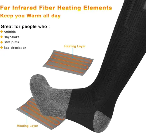 Miniatura 3 de SNOW DEER Calcetines calefactables, calentador de pies eléctrico con batería recargable para hombres y mujeres, invierno, esquí, caza, camping