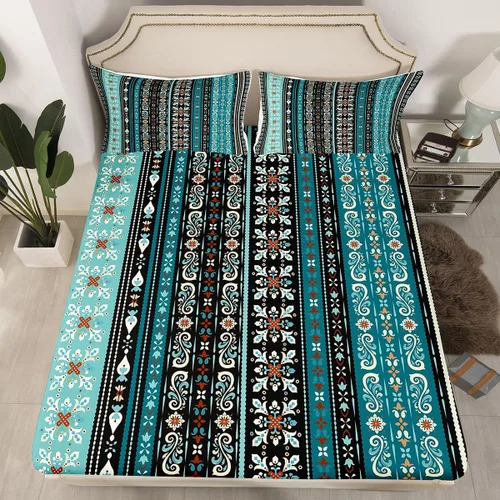 Miniatura 51 de Sábanas de cama góticas de damasco para adultos, sábana bajera ajustable victoriana antigua, sábanas góticas florales vintage, juego de ropa de cama
