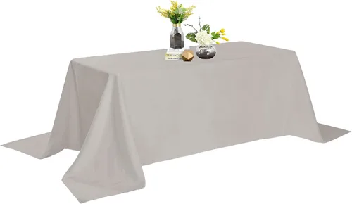 Miniatura 122 de Mantel de poliéster lavable de 90 pulgadas, resistente a las manchas y a las arrugas, mantel decorativo para mesa de comedor, fiestas de bufé y Negro