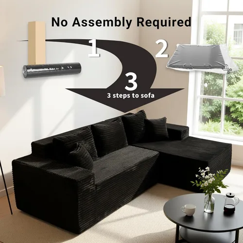 Miniatura 7 de YDN Sofá de sofá deshuesado de 110 pulgadas, sofás seccionales para sala de estar, sofá nube con diván, juego de sofá modular en forma de L, diván
