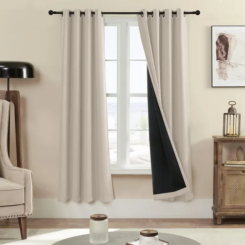 Miniatura 37 de Rutterllow - Cortinas 100% opacas, paneles de cortina con ojales, aislamiento térmico y bloqueo de luz para habitación y sala de estar