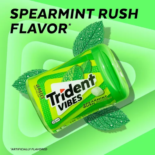 Miniatura 2 de Trident Vibes Spearmint Rush - Goma de mascar sin azúcar, 6 botellas de 40 piezas (240 piezas en total)