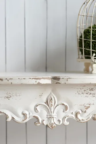 Miniatura 6 de Mesa de consola francesa de 46 pulgadas, mesa de entrada, mesa de sofá, mesa de acento larga estilo rústico, color blanco retro