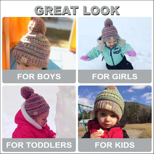 Miniatura 5 de Funky Junque Gorro de invierno con pompón de punto trenzado para niños