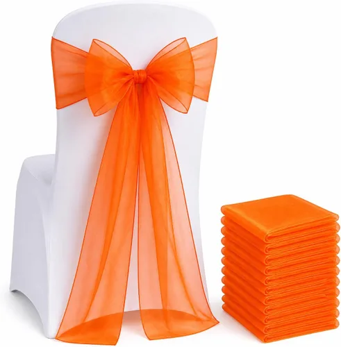 Miniatura 11 de Elegantes bandas de organza para silla, bandas de tela transparente para bodas, fiestas y eventos especiales, (paquete de 10 unidades, rosa bebé)