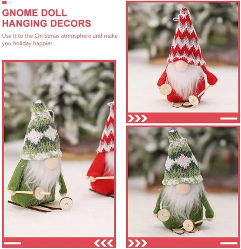 Miniatura 3 de BESTOYARD Colgante de muñeca de esquí, gnomos de árbol de Navidad, adorno de chimenea de Navidad, adorno de muñeca sin rostro, adornos de Navidad