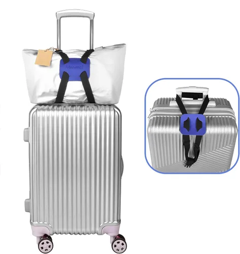 Miniatura 4 de Correa elástica para equipaje, correas para equipaje para añadir una bolsa, correa elástica para maleta fácil de viajar, (versión fácil, azul)