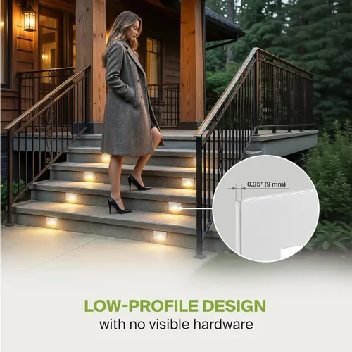 Miniatura 4 de ASD LED Luminaria de Escalera Empotrada, Iluminación de Pasada al Aire Libre del Atardecer al Amanecer 3CCT, Sensor de Movimiento, Fotocélula