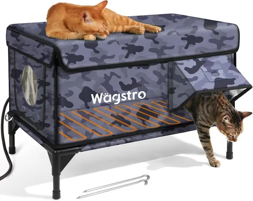 Miniatura 9 de Casa Calefaccionada para Gatos de Exterior, Casa Aislada Resistente a la Intemperie para Gatos de Exterior con Aleros Impermeables y Puerta de Verde