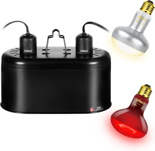 Paquete combinado de lámpara de calor para reptiles, lámpara de reptil doble con lámpara de calor de reptiles UVA de 100 W y reptiles infrarrojos de