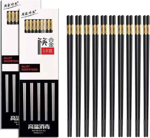 20 pares (40 piezas) palillos reutilizables de lujo, elegantes y elegantes, aptos para lavavajillas y reutilizables, palillos largos antideslizantes