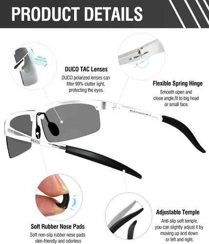 Miniatura 3 de Duco - Gafas de sol deportivas polarizadas para hombre con protección UV 8177s