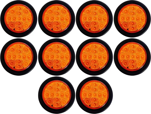 All Star Truck Parts ] Kit de 10 luces LED redondas ámbar de 2.5 luces de marcador lateral, 13 diodos, con ojales, alambre, coleta, camión,