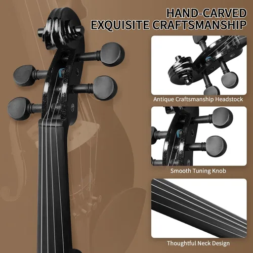 Miniatura 4 de Ktaxon Violín para principiantes y estudiantes, violines acústicos 4/4, kit de violín tamaño completo con estuche, arco, colofonia, para adultos