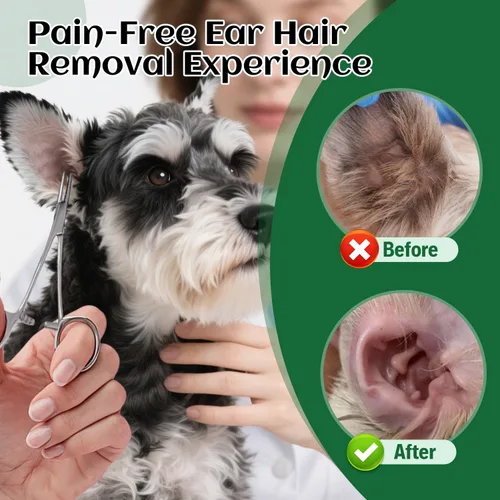 Miniatura 7 de Herramienta para eliminar el pelo de las orejas de los perros — Polvo para orejas de 30g, pinza hemostática de 5.5 pulgadas y recortadora de orejas