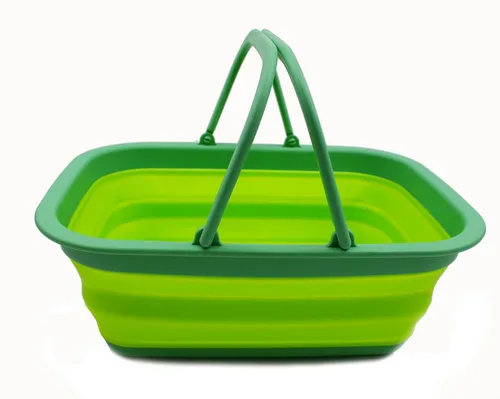 Miniatura 8 de SAMMART Tina de plástico plegable con asa de 9.2 L (2.3 galones) – Cesta de picnic portátil al aire libre – Lavabo plegable para lavar platos, Verde
