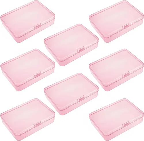 Miniatura 10 de Goodma 4 Piezas Cajas Rectangulares de Plástico Vacías Contenedores Organizadores de Almacenamiento con Tapas con Bisagras para Artículos Pequeños